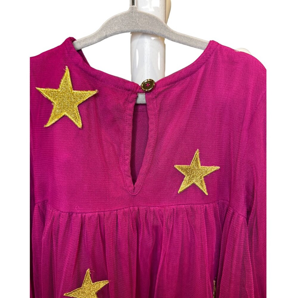 Matilda Jane Girls Pink Star Tulle Dress Size 6 - Picture 3 of 5